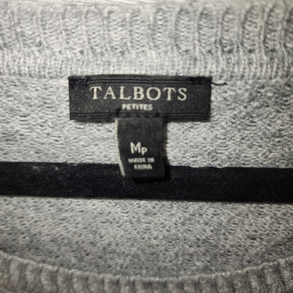 Talbots Gray Knit Wool Blend Medium Petite Long Sleeve Pullover Sweater - Picture 5 of 5